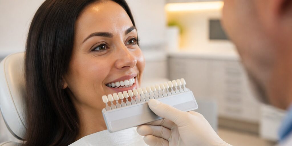 Professional teeth whitening consultation at a dental clinic