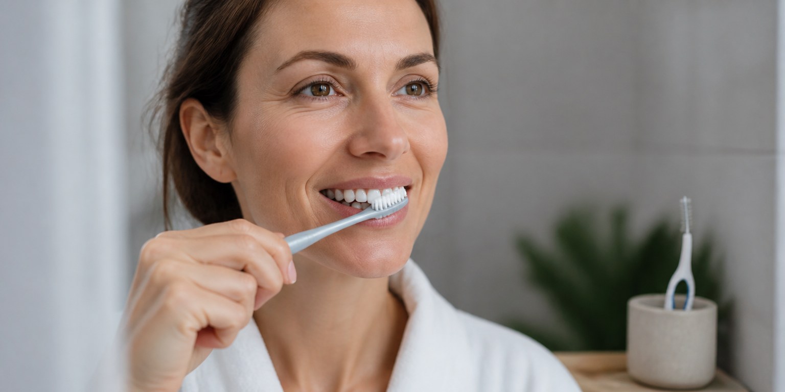 Gentle brushing and interdental cleaning around veneers and crowns