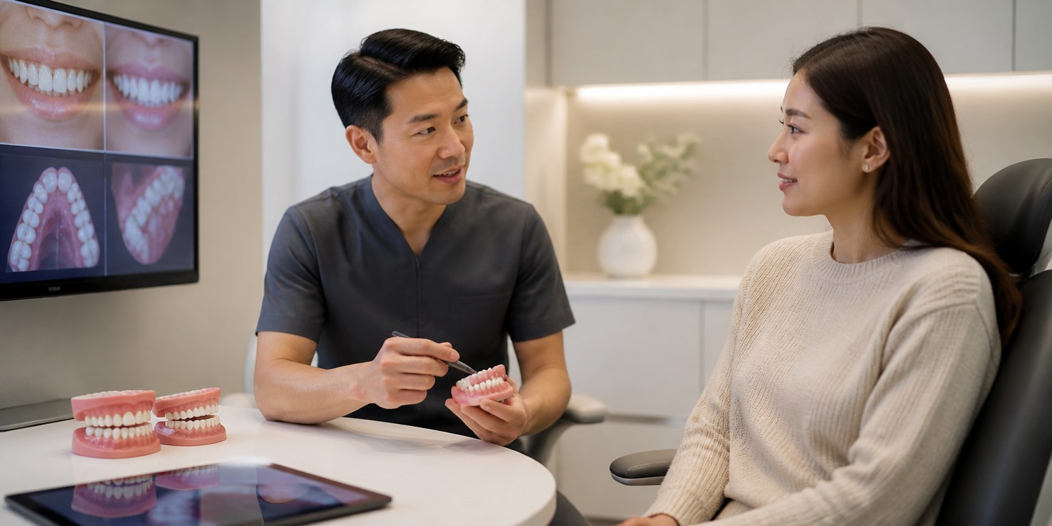Patient consultation for personalized Hollywood Smile planning with crooked teeth
