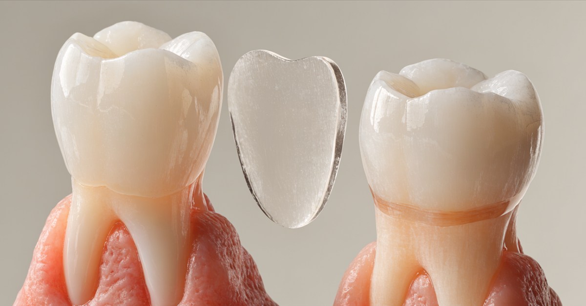 Minimal veneer preparation showing that crown-free treatment is not always preparation-free