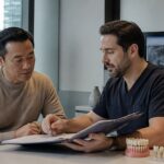 International patient reviewing an itemized dental implant treatment plan with a dentist in Istanbul