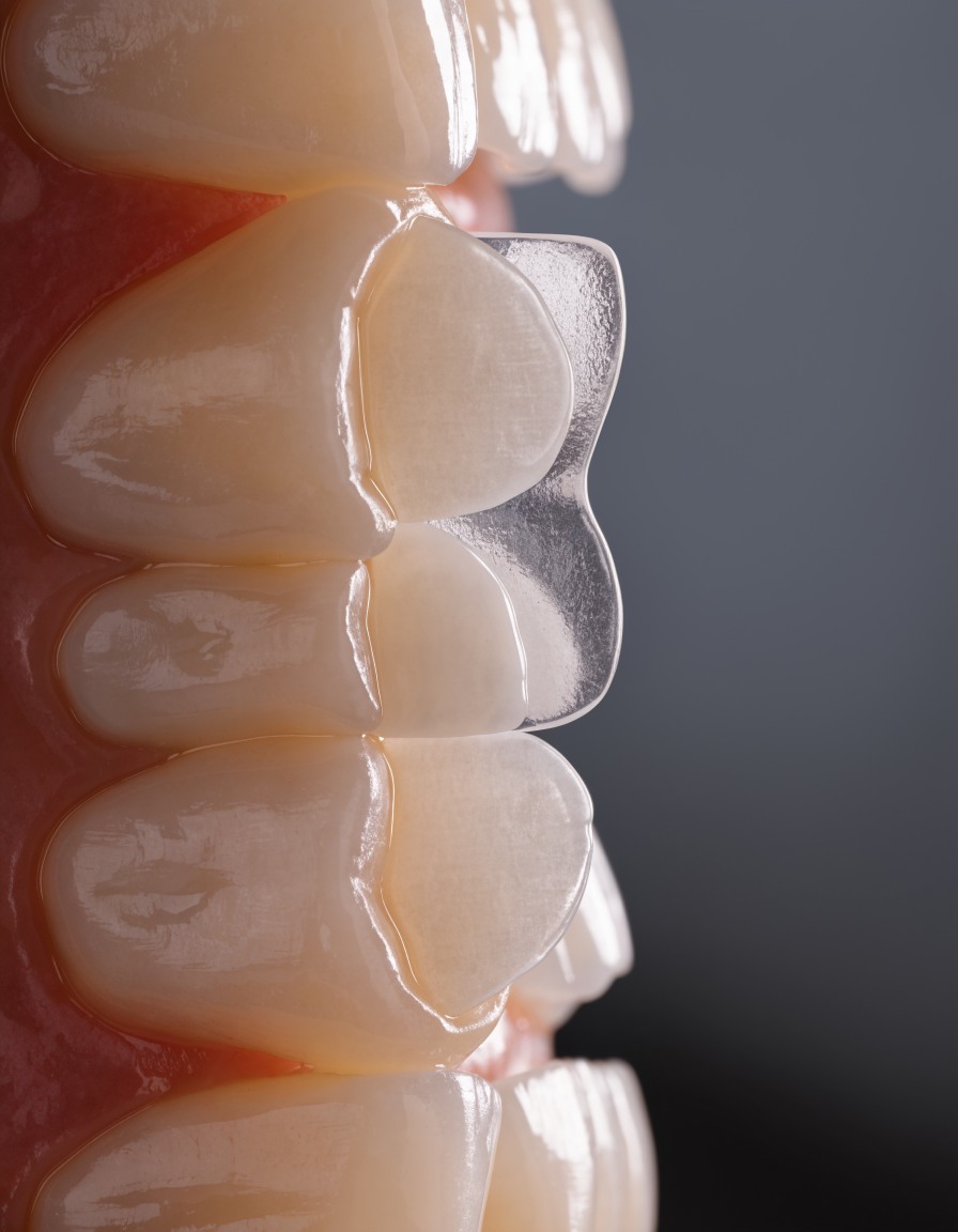 Additive no-prep veneer concept on a slightly set-back front tooth model