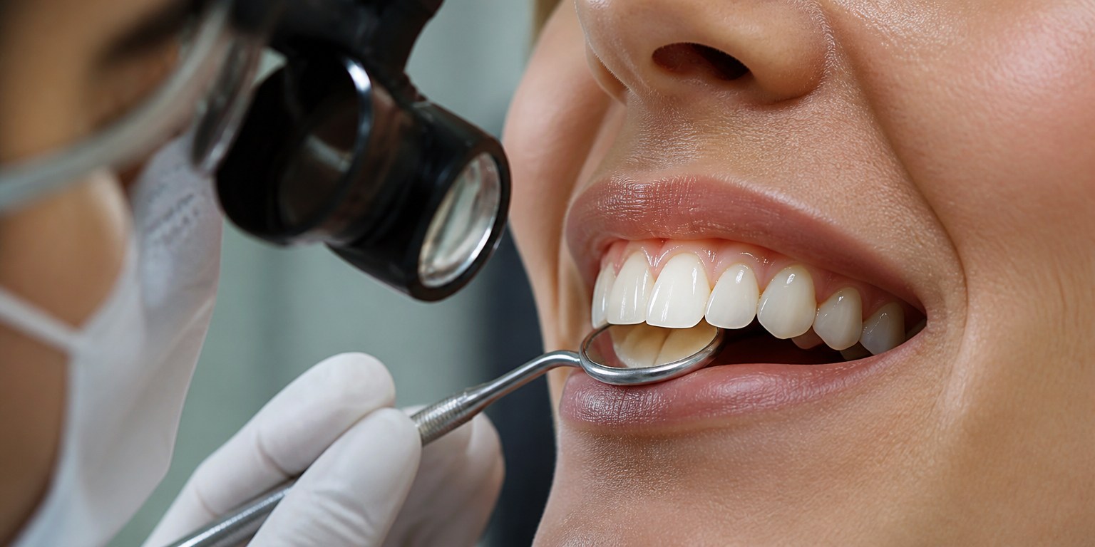 Clinical inspection of an intact ceramic veneer margin during routine follow-up