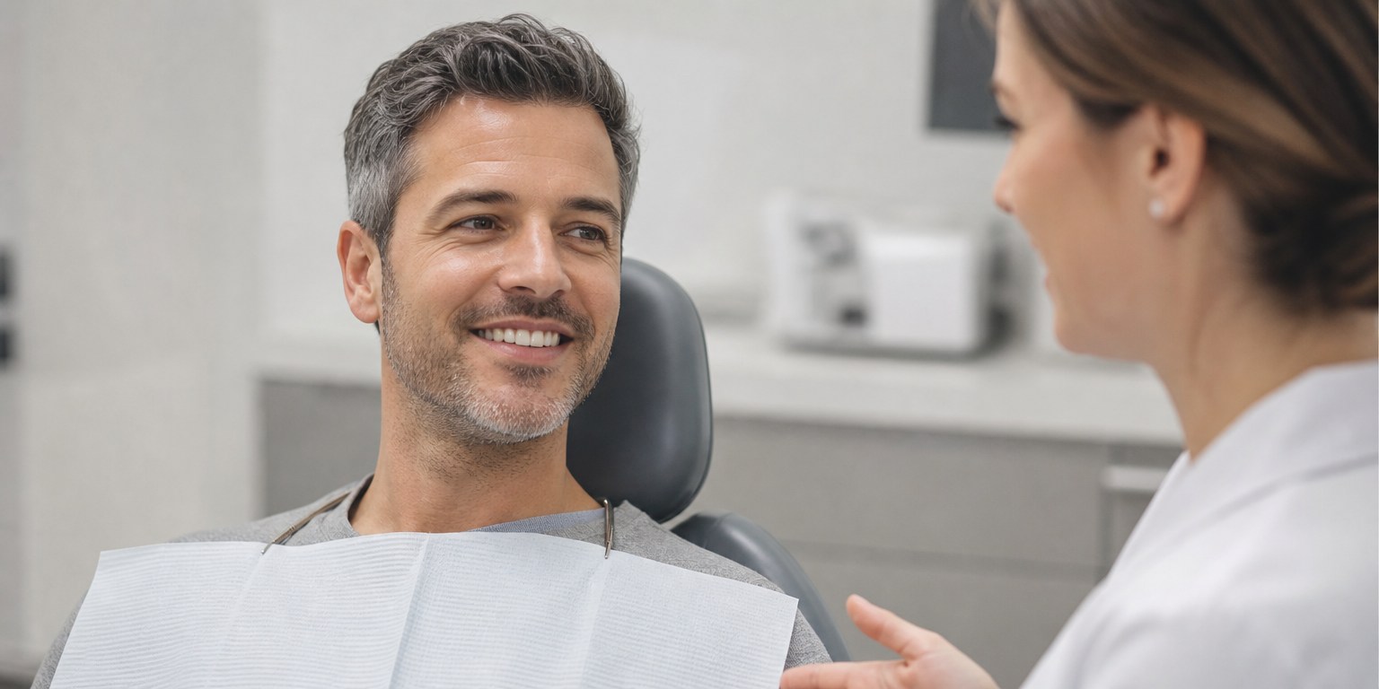 Calm first-day adjustment after Hollywood Smile restorative treatment