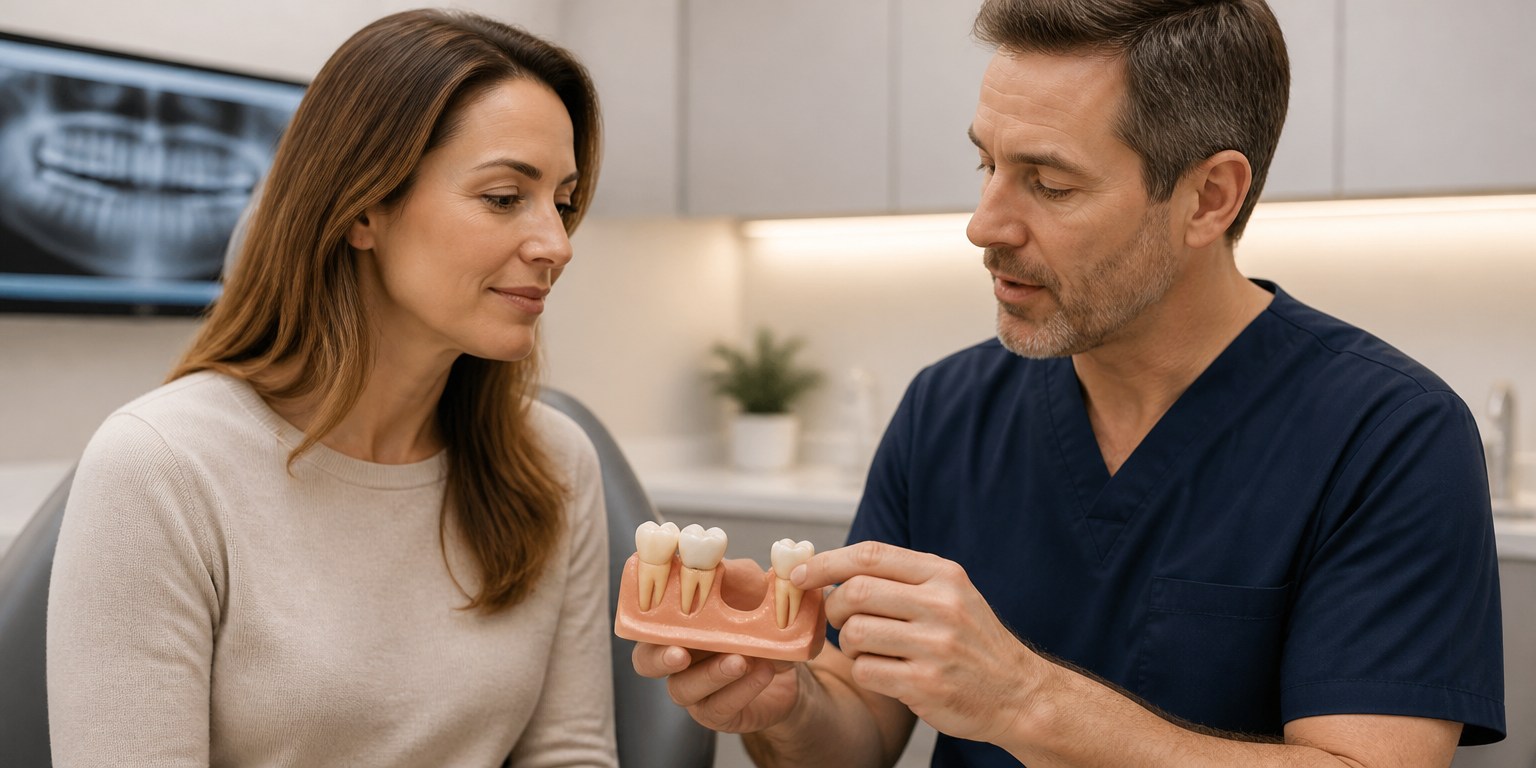 Restorative planning for missing teeth and existing crowns during Hollywood Smile assessment