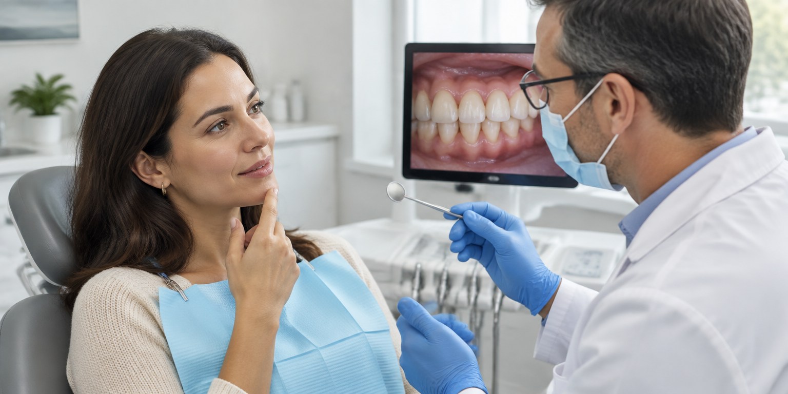 Patient and dentist reviewing possible temporary sensitivity after cosmetic dental treatment