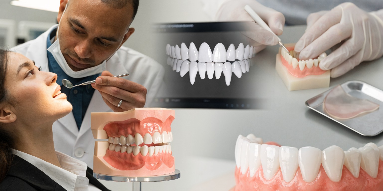 Conceptual stages of Hollywood Smile treatment from consultation to final fitting