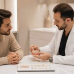 Dentist and patient reviewing personalized Hollywood Smile treatment options and dental restorations
