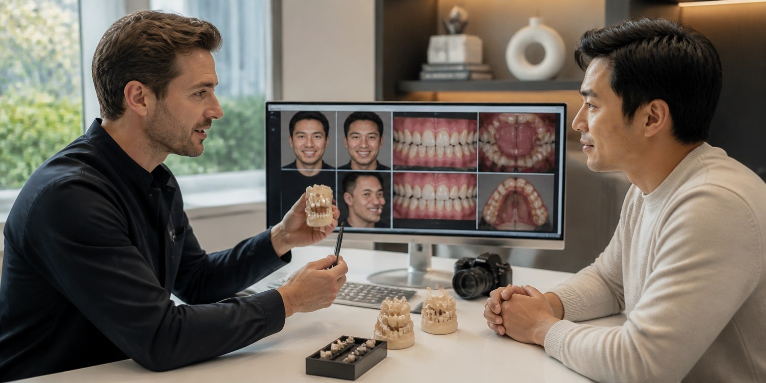 Personalized Hollywood Smile candidate assessment in a dental consultation