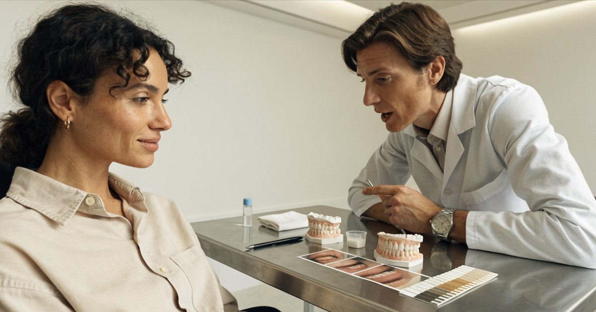 Individualized Hollywood Smile and veneer treatment planning during a dental consultation