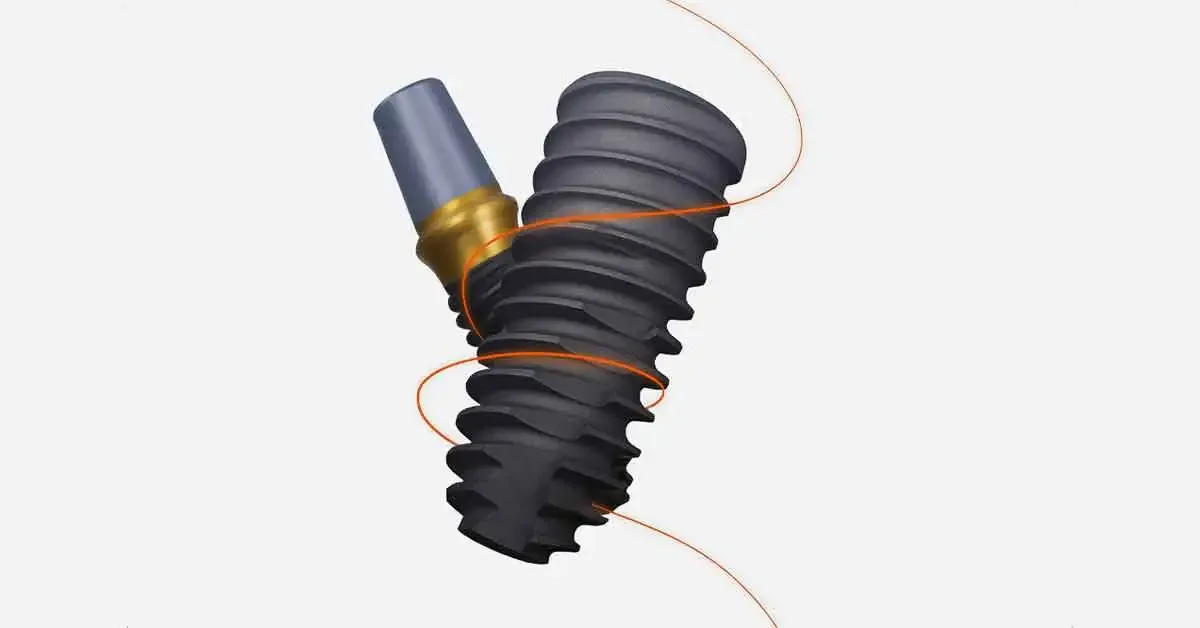 Dental implant model representing Osstem SLA surface technology and safety