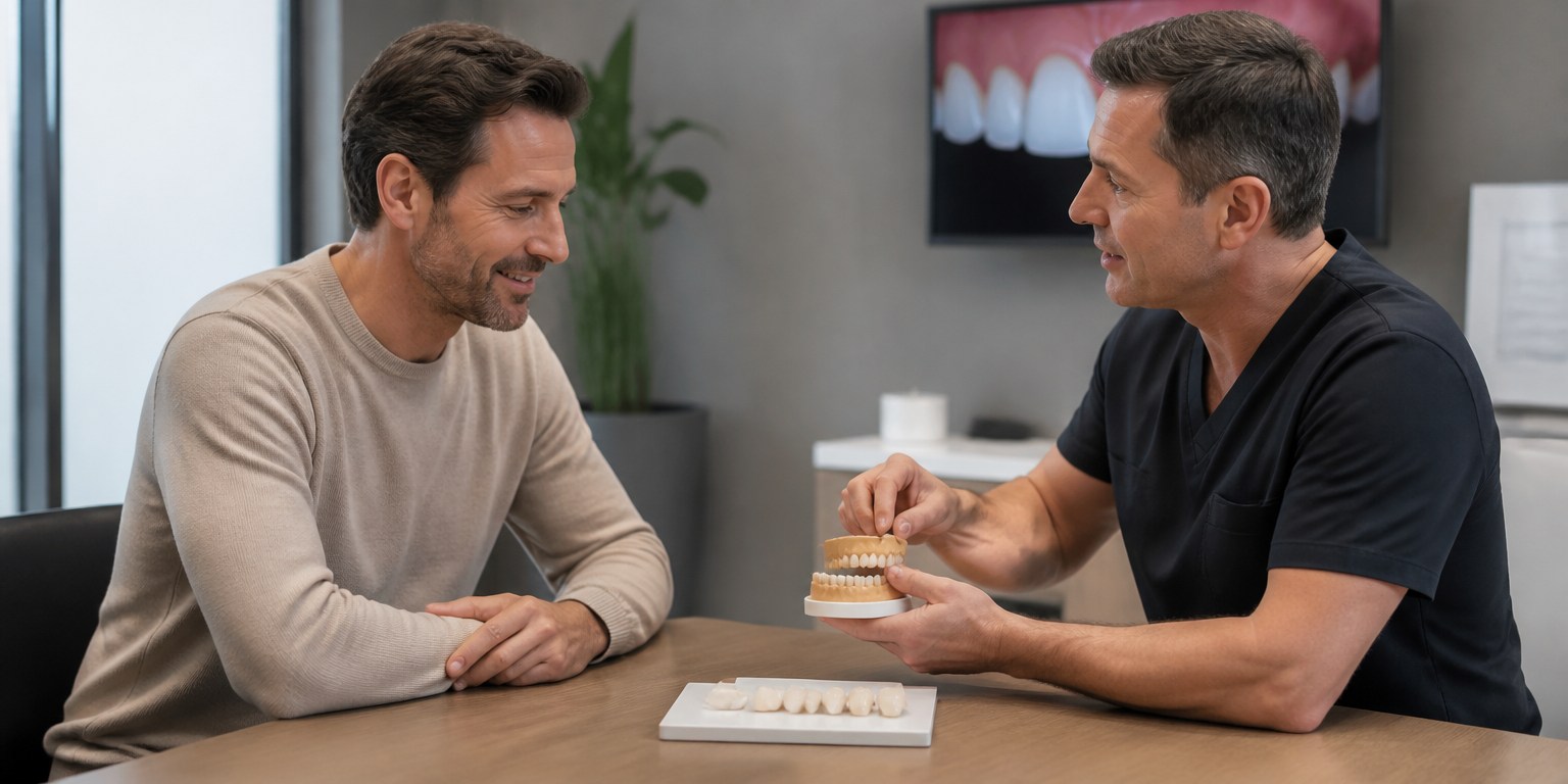 Patient and dentist discussing an individualized Hollywood Smile quote and treatment plan