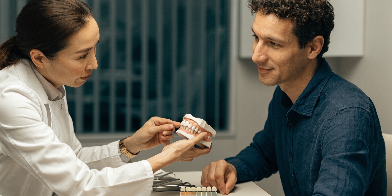 Smile design consultation before Hollywood Smile restorative treatment