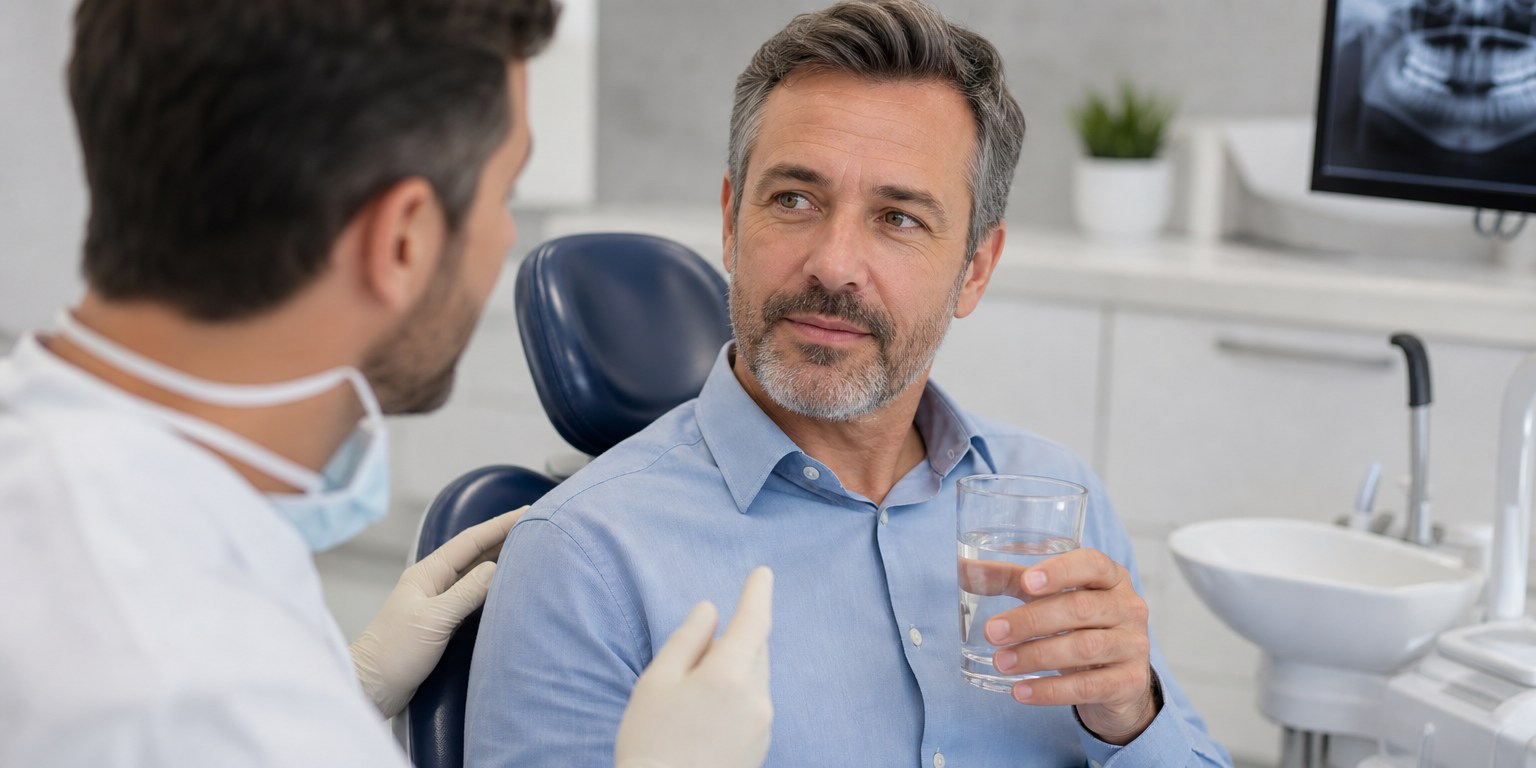 Patient discussing temporary tooth sensitivity after veneers or crowns