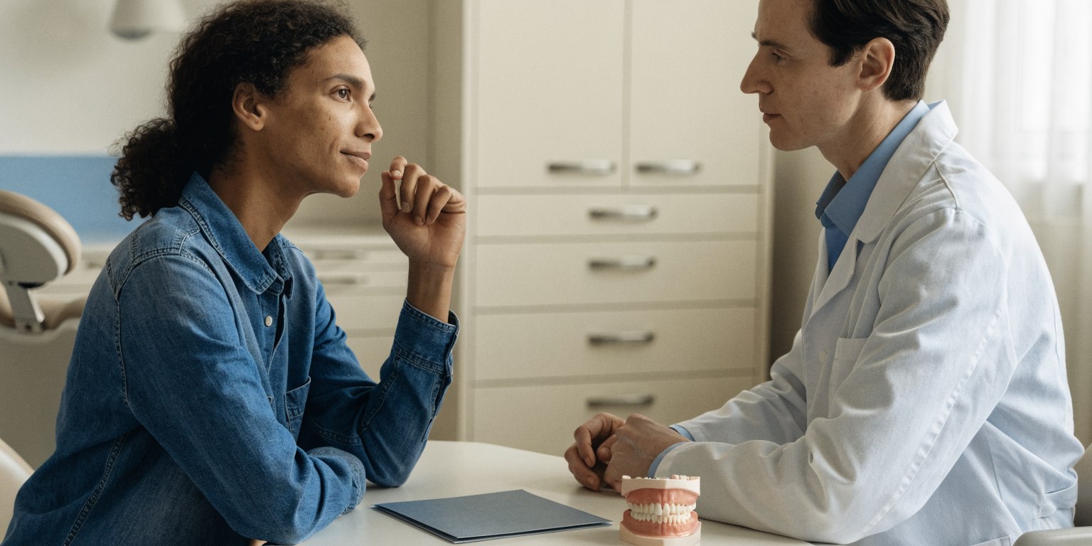 Patient asking a dentist about the proposed grafting procedure and treatment plan