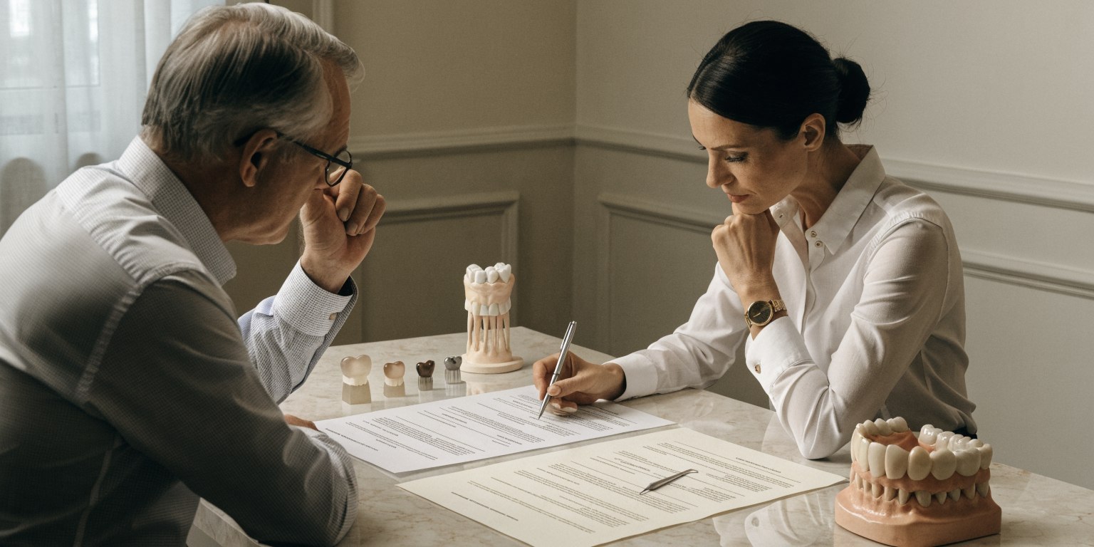 Patient comparing dental treatment quotes by clinical details instead of price alone