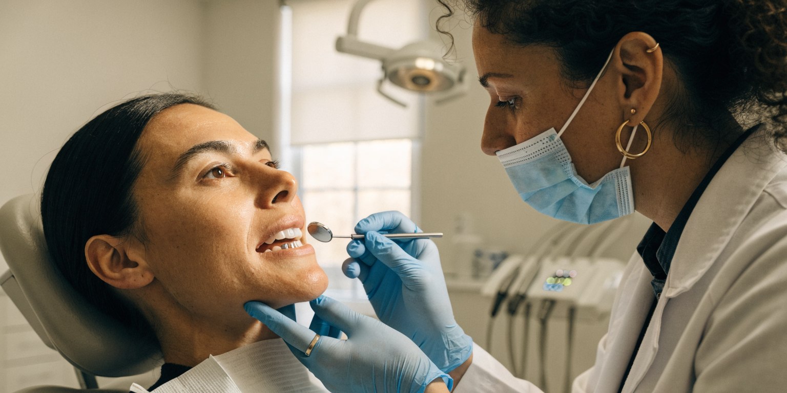 Routine dental follow-up for Hollywood Smile restorations and oral health