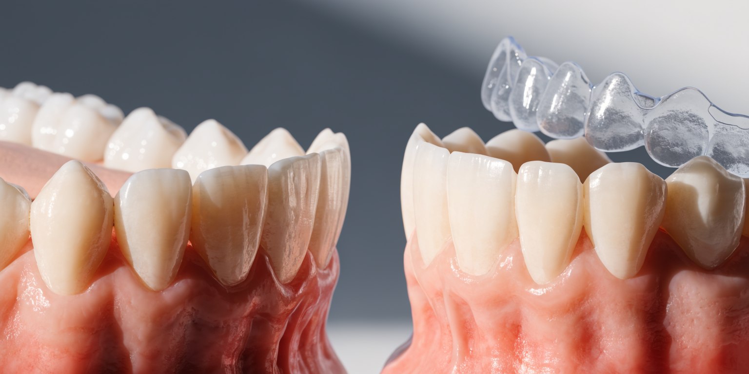 Dental models comparing a slightly set-back tooth with a protruding tooth during veneer and orthodontic planning