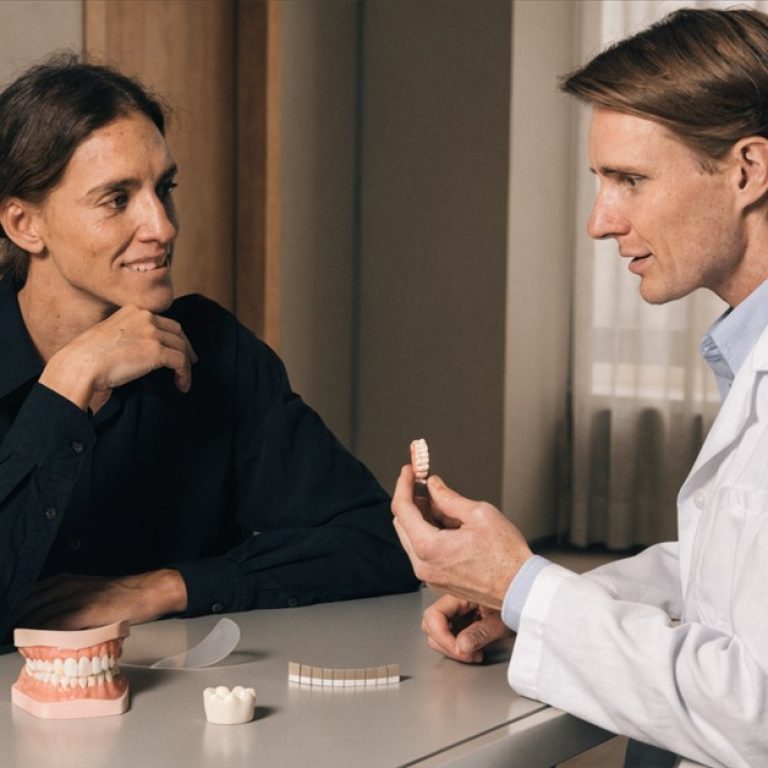 Dentist planning a Hollywood Smile with crown-free and full-coverage options based on each tooth